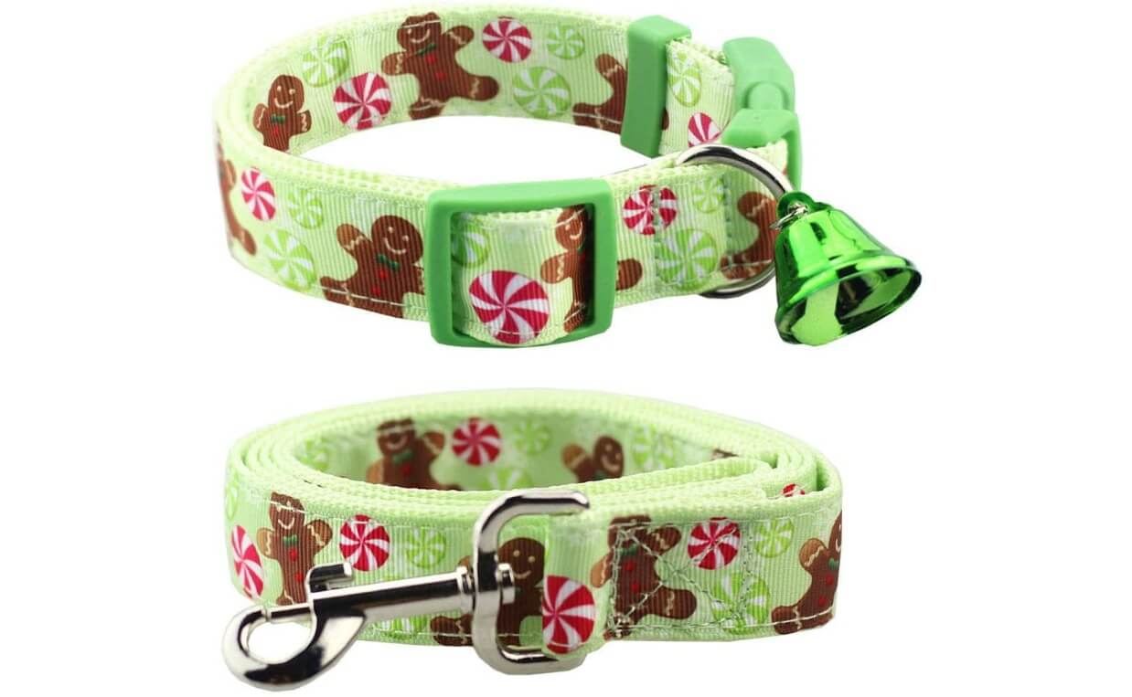 gingerbread holiday collar and leash set