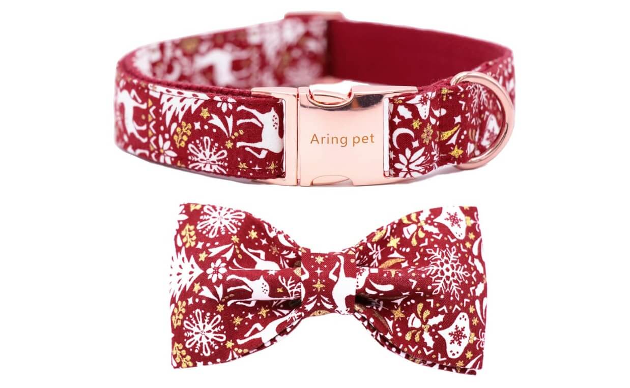 reindeer holiday collar with bow