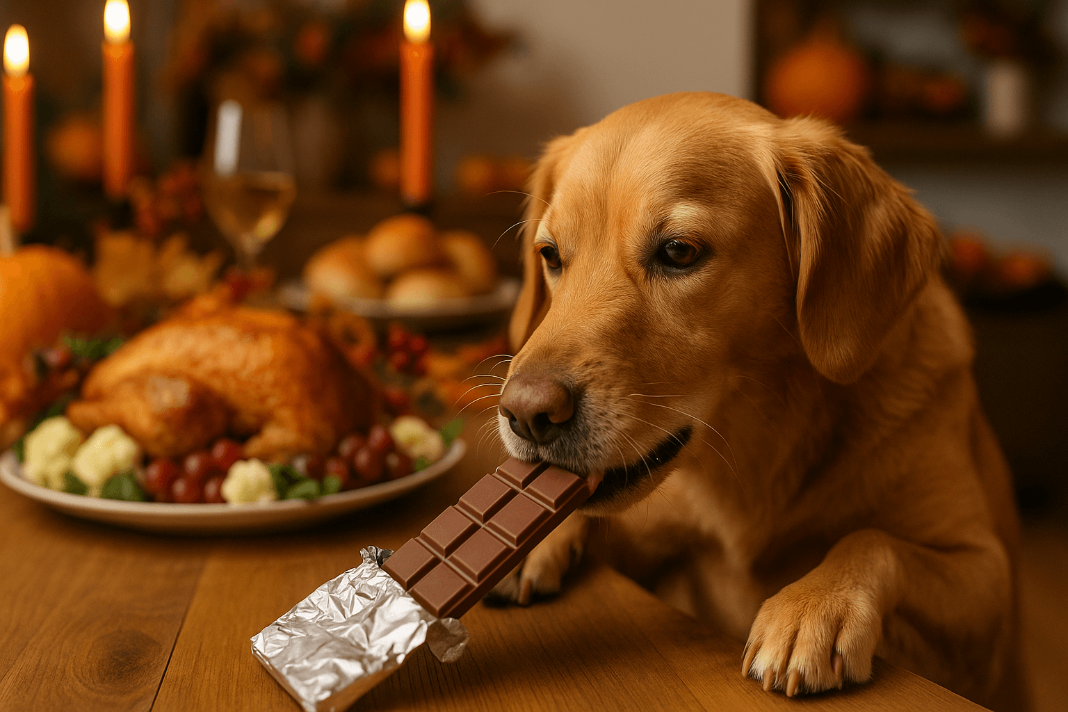 Dog Eats Chocolate Thanksgiving