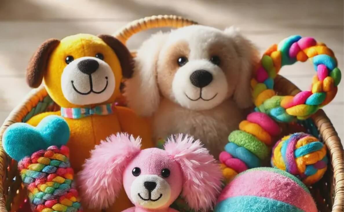 Dog Christmas Gifts - basket full of dog toys